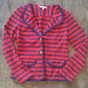 CAbi Navy and Red Nautical Blazer